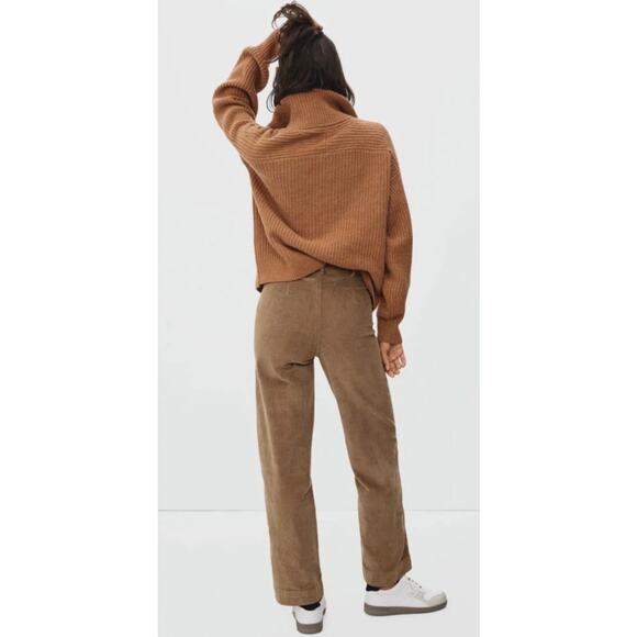 EVERLANE The Corduroy Wide Leg High rise Pant Caramel Toasted Coconut Sz 10 - Picture 6 of 11